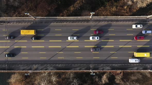 Traffic Highway Bridge Transportation Aerial Top View