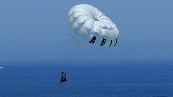 footage of two people parasailing. Footage was captured in Cabo San Lucas in spring of 2018. 4k