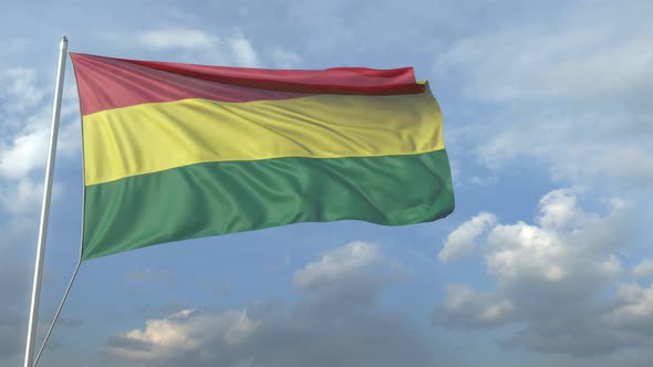Airliner Flying Over Waving Flag of Bolivia alt