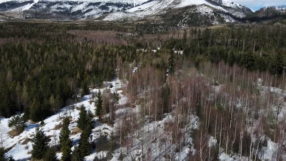 Drone shot taken in march in high mountains