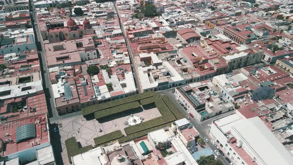 drone View of gardens and downtown queretaro