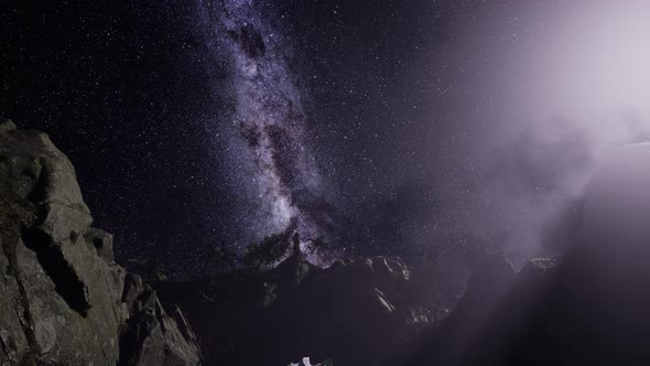 Milky Way Galaxy Over Sandstone Canyon Walls