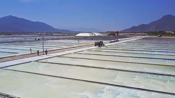 Vast Fields Evaporating Food Salt From Seawater