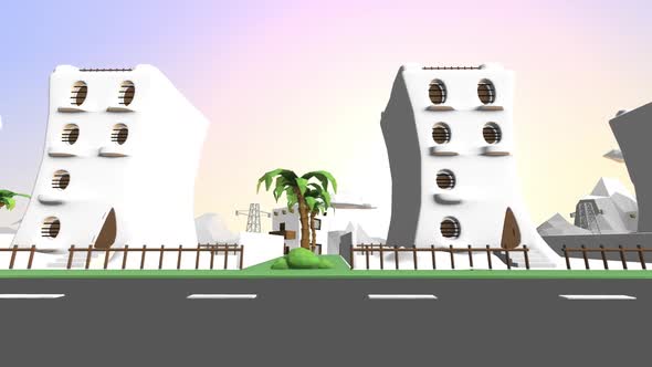 3D Cartoon City Street Looped 2