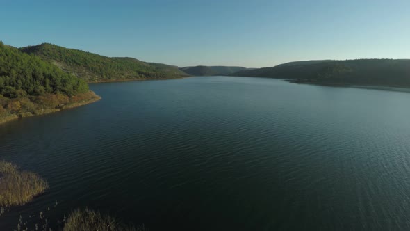 Aerial view of Krka River and mountains