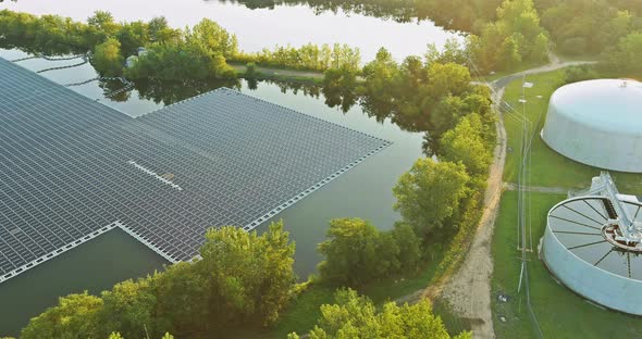 Solar Power Station of Floating on Open Water in Lake