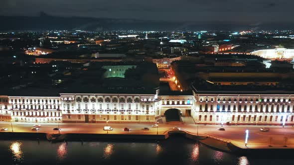 Aerial View of Winter Palace or Hermitage From Palace Embankment, Saint Petersburg, Russia