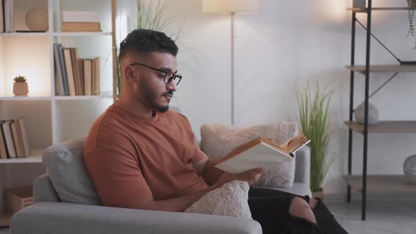 Reading Leisure Home Rest Smart Man with Open Book