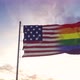 Waving National Flag of USA and LGBT Rainbow Flag Background - VideoHive Item for Sale