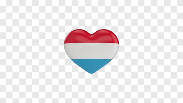 Luxembourg Flag on a Rotating 3D Heart