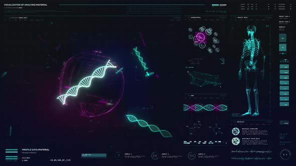 Future Biotechnology Research Interface With Floating Genetic DNA Strands alt