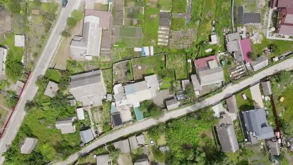 Aerial Top Dow View Over Suburb Area