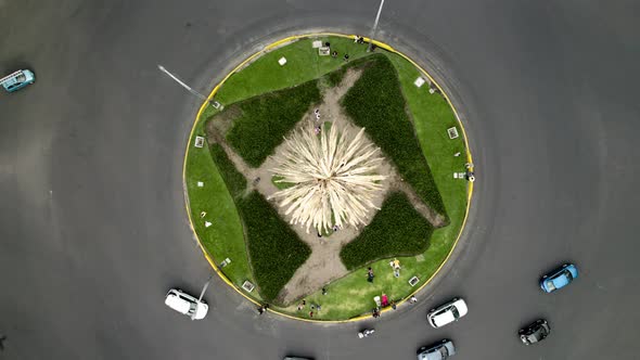 drone shot of monument dry palm at paseo de la Reforma in mexico city