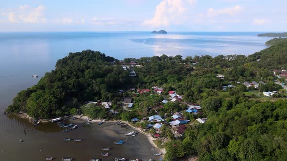 Aerial view Teluk Kumbar fishing village