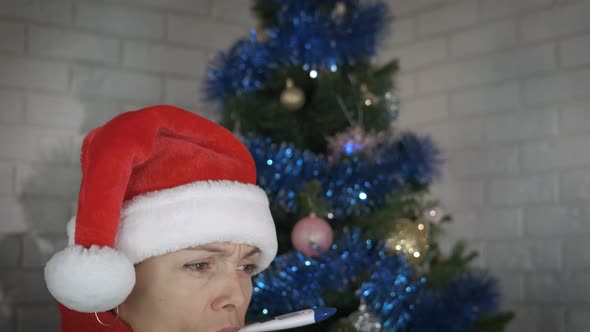 Ill Woman with Fever at Christmas