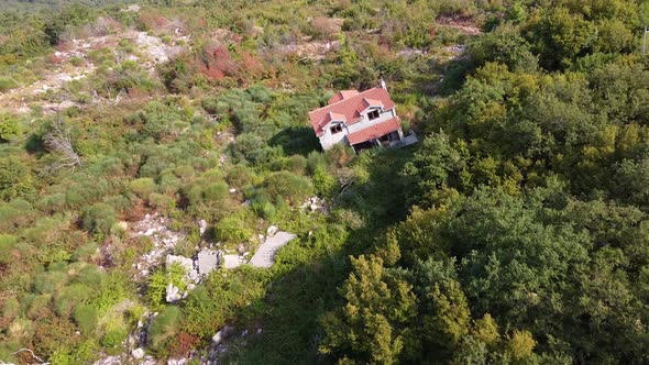 Destroyed Building on the Mountain After the Landslide on the Mountain