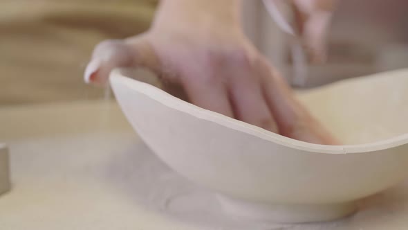 Unrecognizable Woman Making Clay Dish
