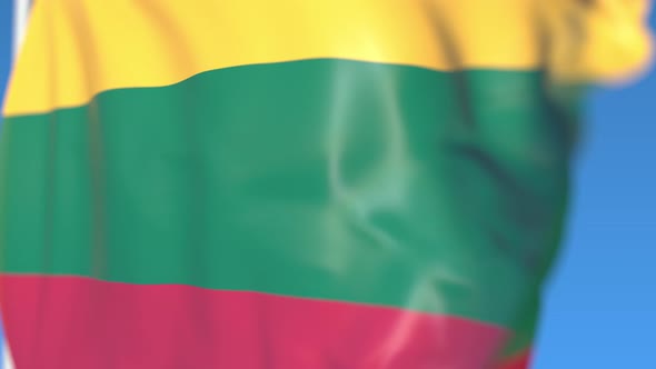 Waving National Flag of Lithuania