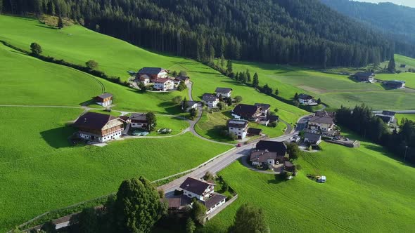 Aerial View of Italian Village in Alps