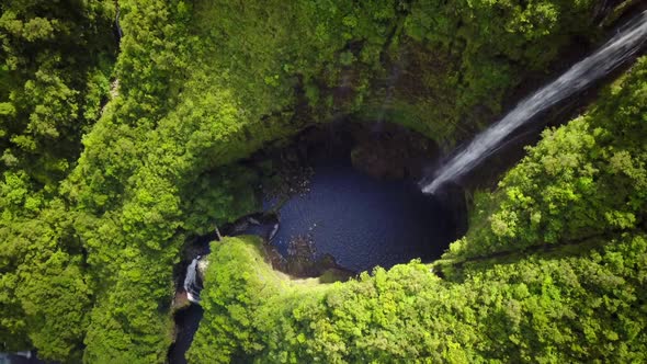 Aerial view of waterfall in Salto del Claro, Chile.