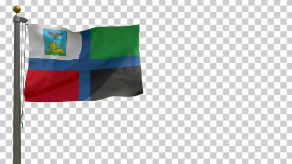 Belgorod Oblast Flag (Russia) on Flagpole with Alpha Channel - 4K