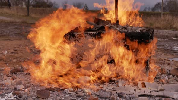Gas field in western Ukraine burns