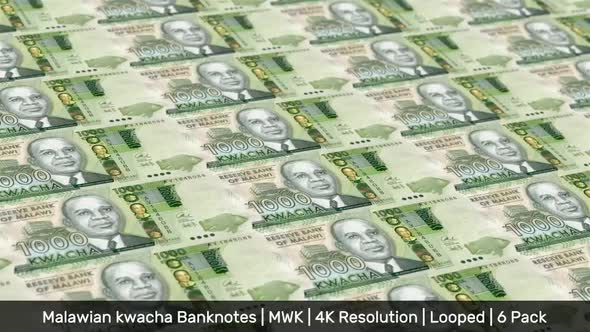 Malawi Banknotes Money / Malawian kwacha / Currency K / MWK / 6 Pack - 4K