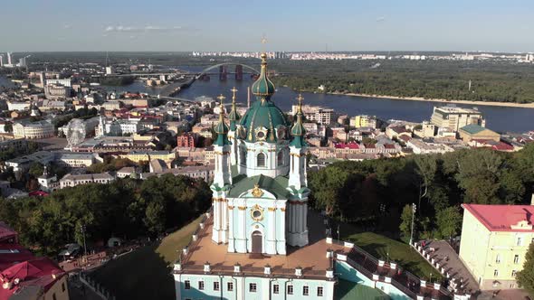 Aerial View of Kyiv St. Andrew's Church. Ukraine