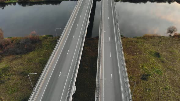 Empty Four-lane Bridge During Lockdown Due To Quarantine