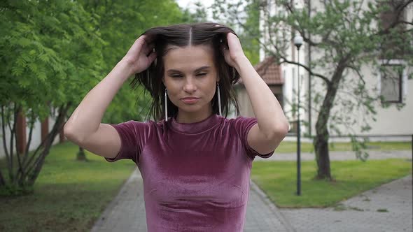 Adult Alluring Brunette in Summer Park