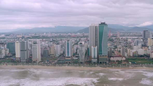 Aerial view of Danang city, the famous beautiful beach in the world - My Khe