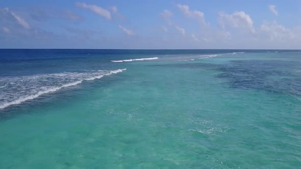 Aerial sky of seashore beach journey by blue sea with sand background