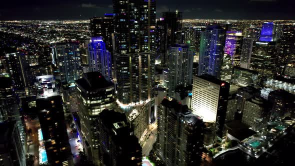 Night cityscape Miami Florida United States. Touristic landmark city.