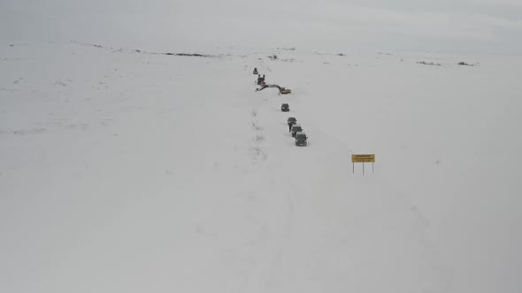 Special Equipment Clears the Road of the Compartment After Snowfall in Winter in the Arctic