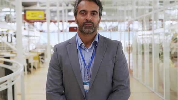 Businessman arriving at a conference