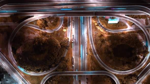 4K : Hyperlapse or Dronelapse Top view of Highway road junctions