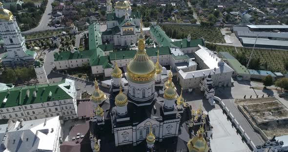 Aerial of Pochaev Monastery in Pochaiv