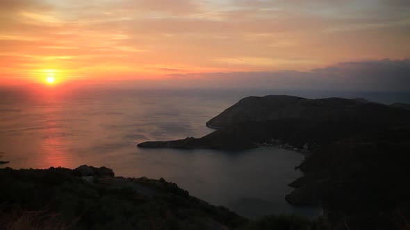 Greek Coast at Sunrise Peloponnese Mani, Timelapse