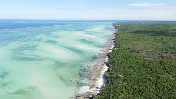 Aerial View of the Ocean Near the Coast of Zanzibar Tanzania