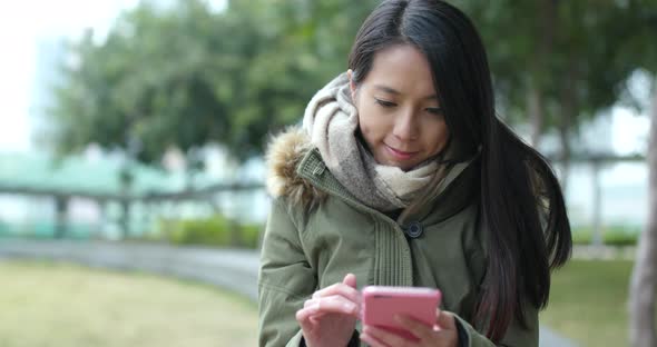 Woman use of mobile phone