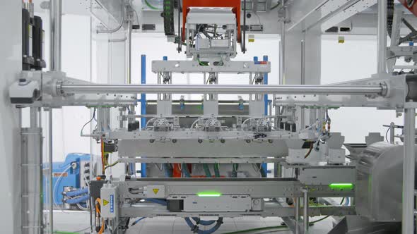 Automated machine. Pharmaceutical factory. Robotic equipment.