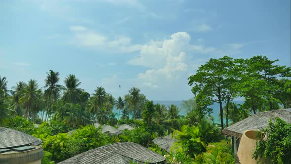 Beautiful tropical beach sea ocean with blue sky and white cloud