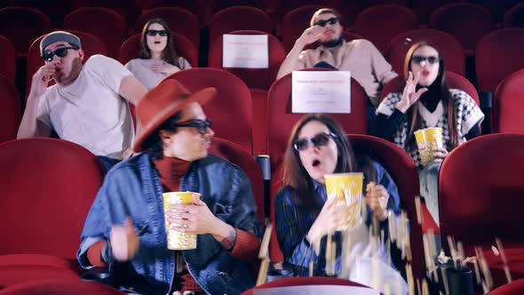 People in 3D Glasses are Getting Scared of the Movie