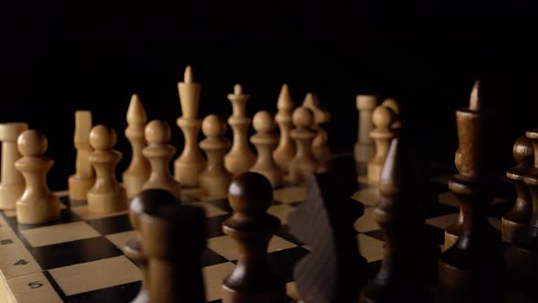 Closeup of Chess on a Black Background