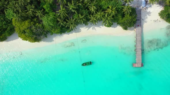 Aerial drone view landscape of relaxing sea view beach voyage by blue water and white sandy backgrou