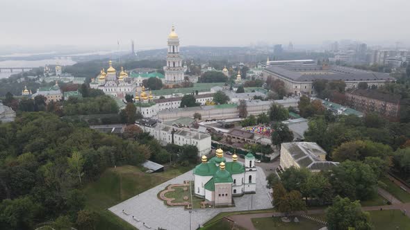 Symbol of Ukraine : Kyiv-Pechersk Lavra. Kiev. Slow Motion Aerial View