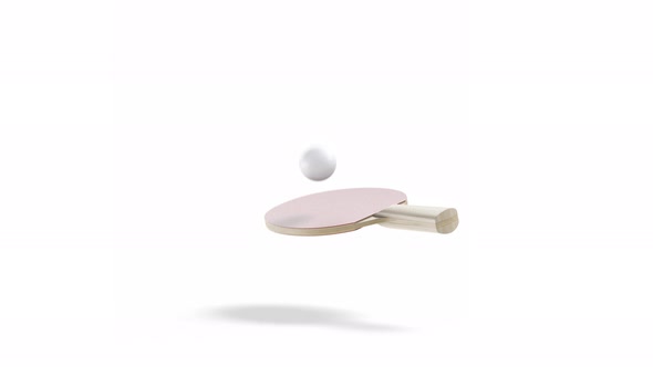Blank table tennis racket with ball playing, looped animation