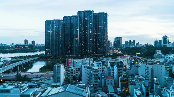 Downtown Sai Gon Day to Night Timelapse 4K - Ho Chi Minh city, Viet Nam