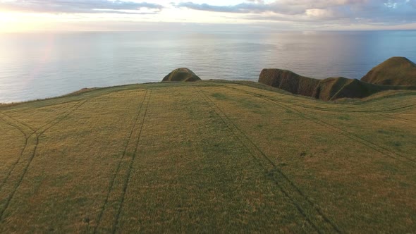 Aerial view of the North Sea shore, Scotland