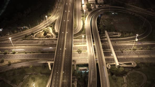 4K : Aerial drone hyperlapse video of elevated toll road junction
